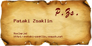 Pataki Zsaklin névjegykártya